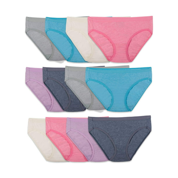 Intimates Women's Soft Breathable 100% Cotton Bikini Assorted Colors 12 Pack